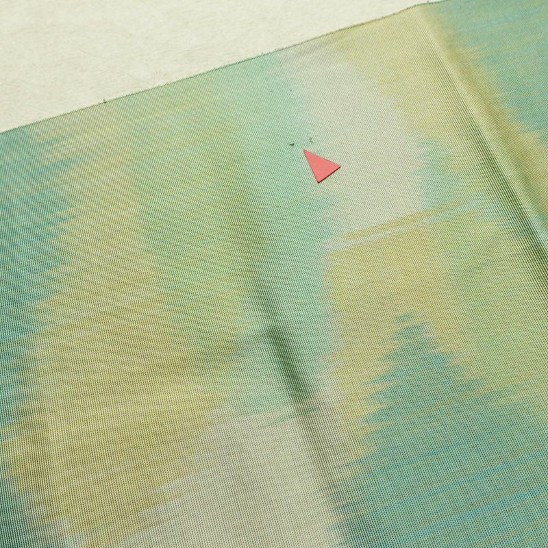 名古屋帯 太鼓柄 正絹 幾何学柄・抽象柄 通し仕立て 帯 緑・うぐいす色_画像17