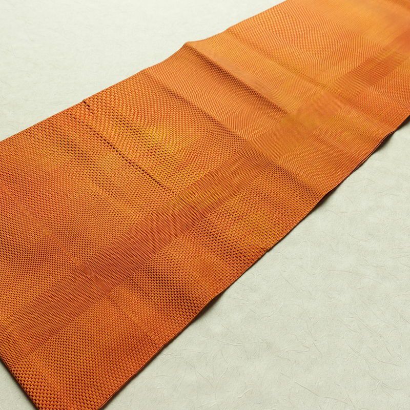 名古屋帯 全通柄 美品 正絹 その他の柄 松葉仕立て 帯 橙_画像8