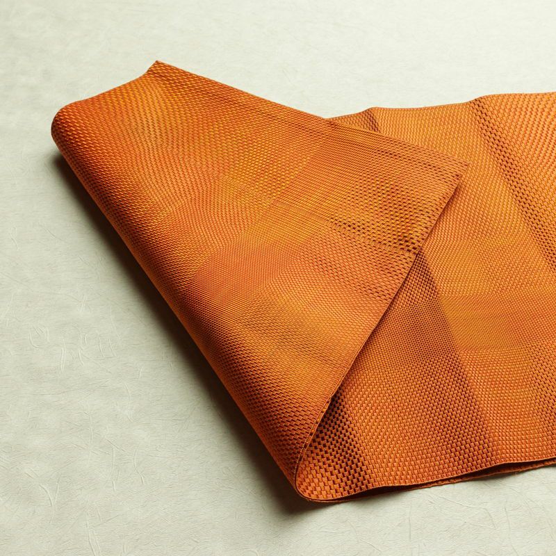 名古屋帯 全通柄 美品 正絹 その他の柄 松葉仕立て 帯 橙_画像9