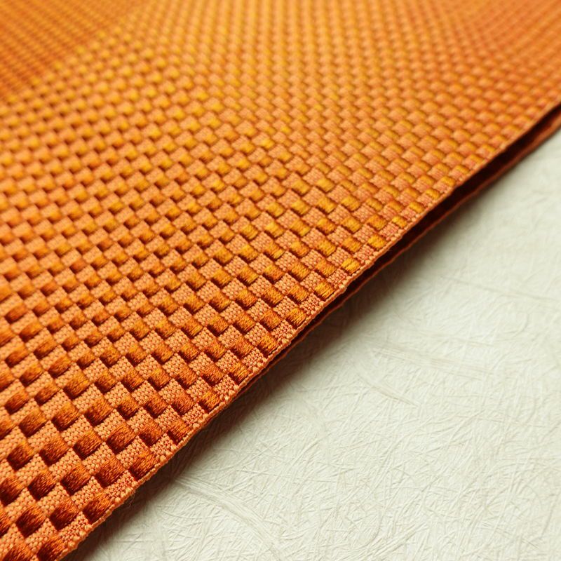 名古屋帯 全通柄 美品 正絹 その他の柄 松葉仕立て 帯 橙_画像12