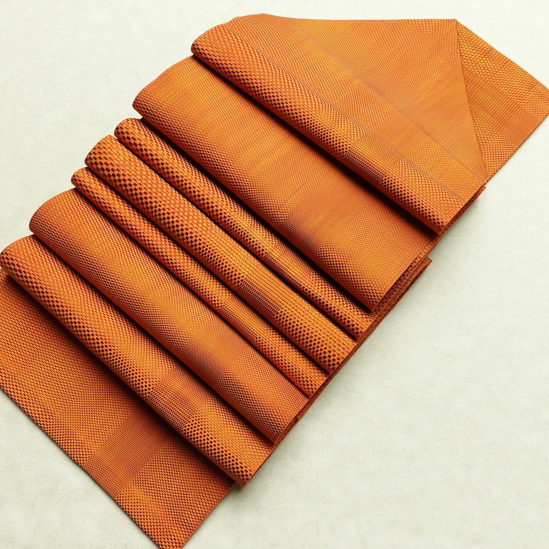 名古屋帯 全通柄 美品 正絹 その他の柄 松葉仕立て 帯 橙_画像19