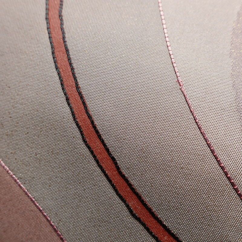 名古屋帯 太鼓柄 正絹 幾何学柄・抽象柄 名古屋仕立て 箔 刺繍 帯 紫・藤色_画像3