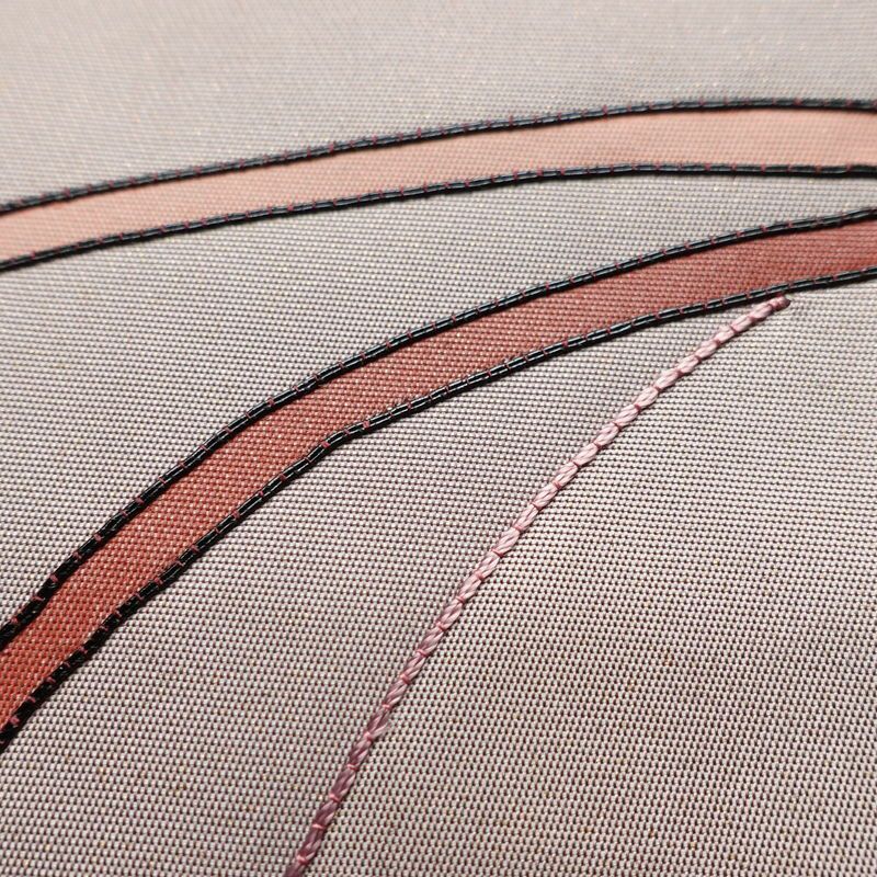 名古屋帯 太鼓柄 正絹 幾何学柄・抽象柄 名古屋仕立て 箔 刺繍 帯 紫・藤色_画像5