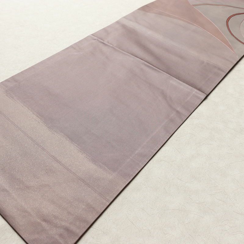 名古屋帯 太鼓柄 正絹 幾何学柄・抽象柄 名古屋仕立て 箔 刺繍 帯 紫・藤色_画像8