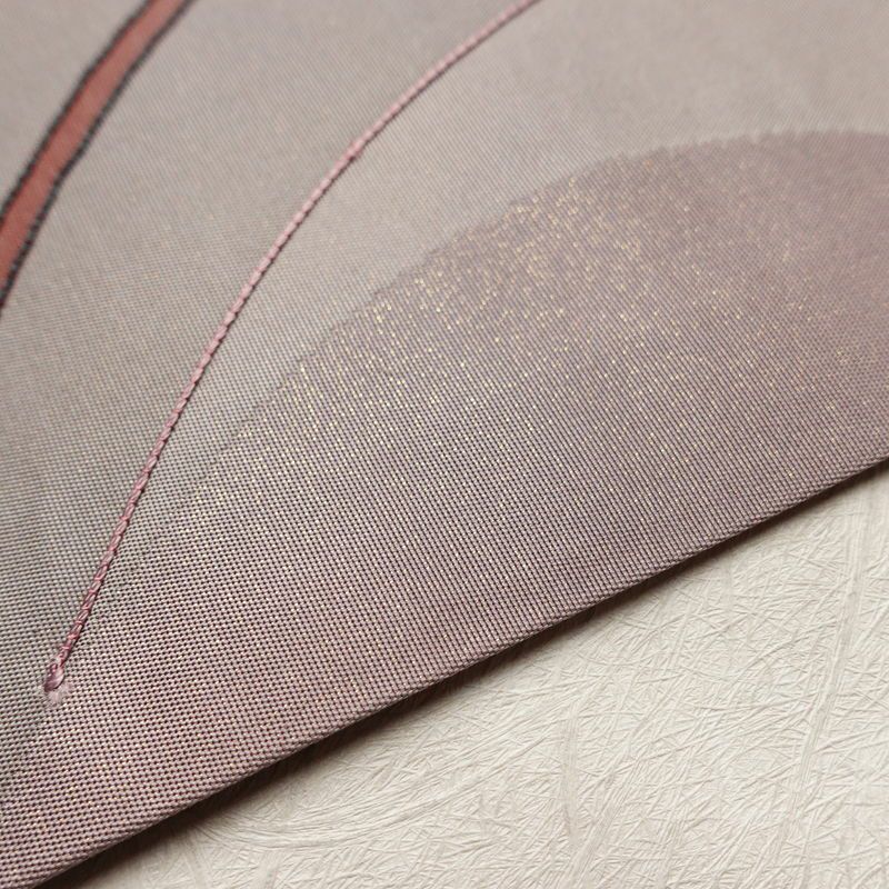 名古屋帯 太鼓柄 正絹 幾何学柄・抽象柄 名古屋仕立て 箔 刺繍 帯 紫・藤色_画像12