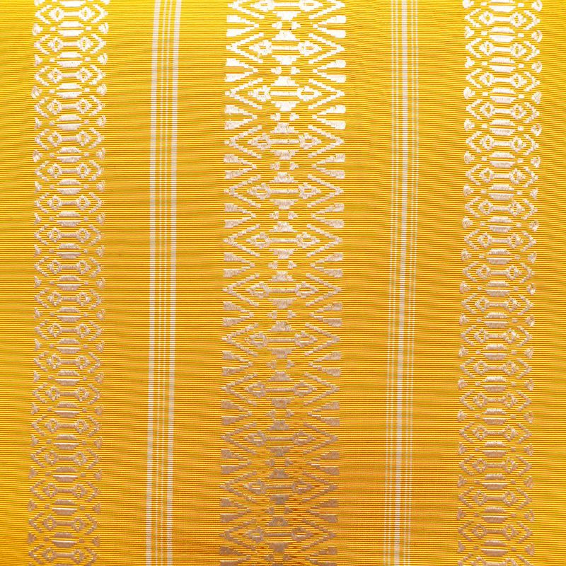 名古屋帯 献上柄 全通柄 正絹 縞柄・線柄 松葉仕立て 帯 黄・黄土色_画像2