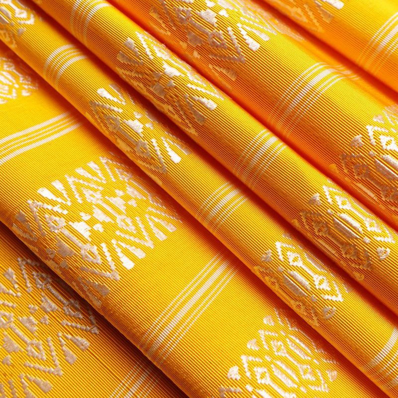 名古屋帯 献上柄 全通柄 正絹 縞柄・線柄 松葉仕立て 帯 黄・黄土色_画像21