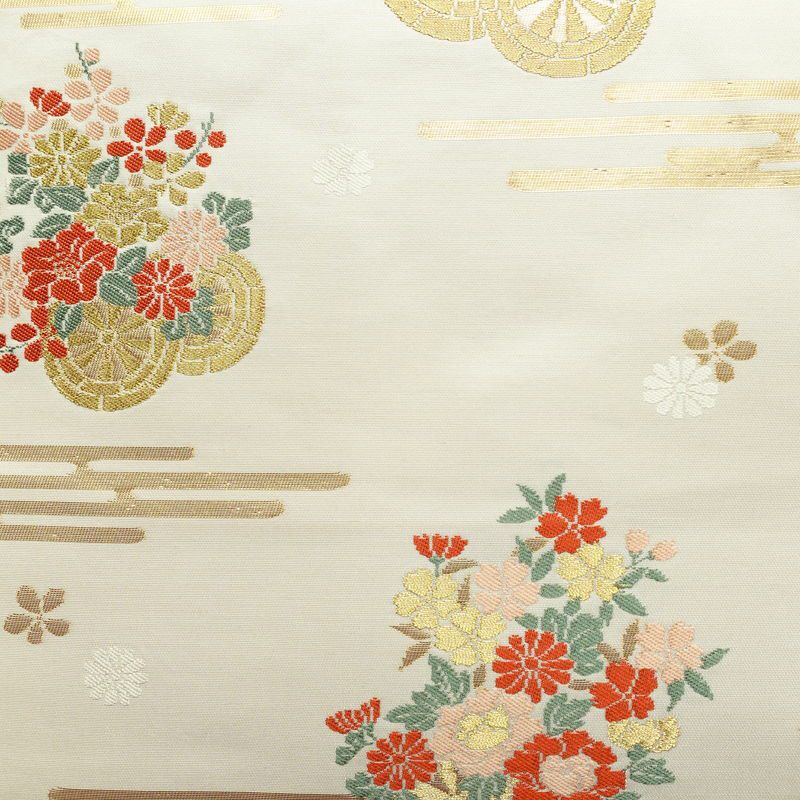 名古屋帯 六通柄 正絹 古典柄 名古屋仕立て 箔 帯 白_画像2