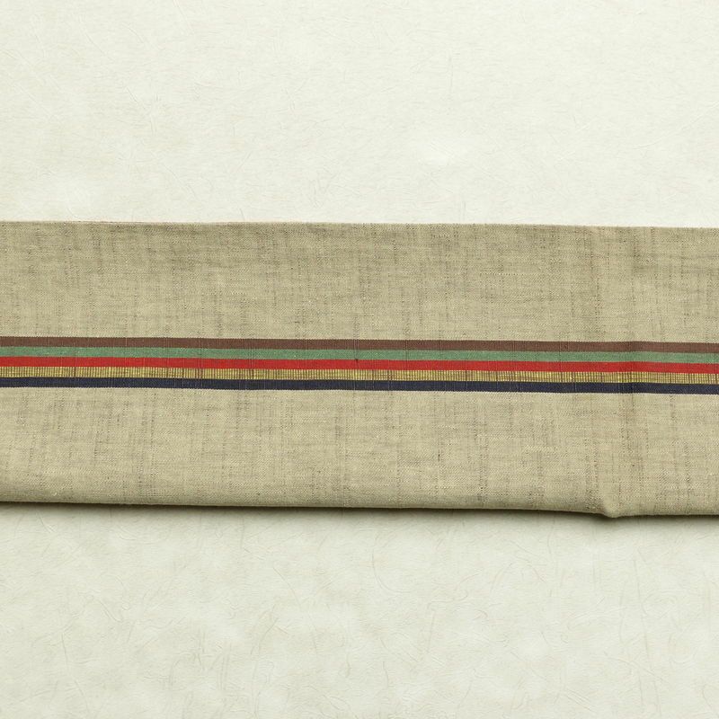 名古屋帯 全通柄 正絹 縞柄・線柄 通し仕立て 帯 ベージュ_画像12