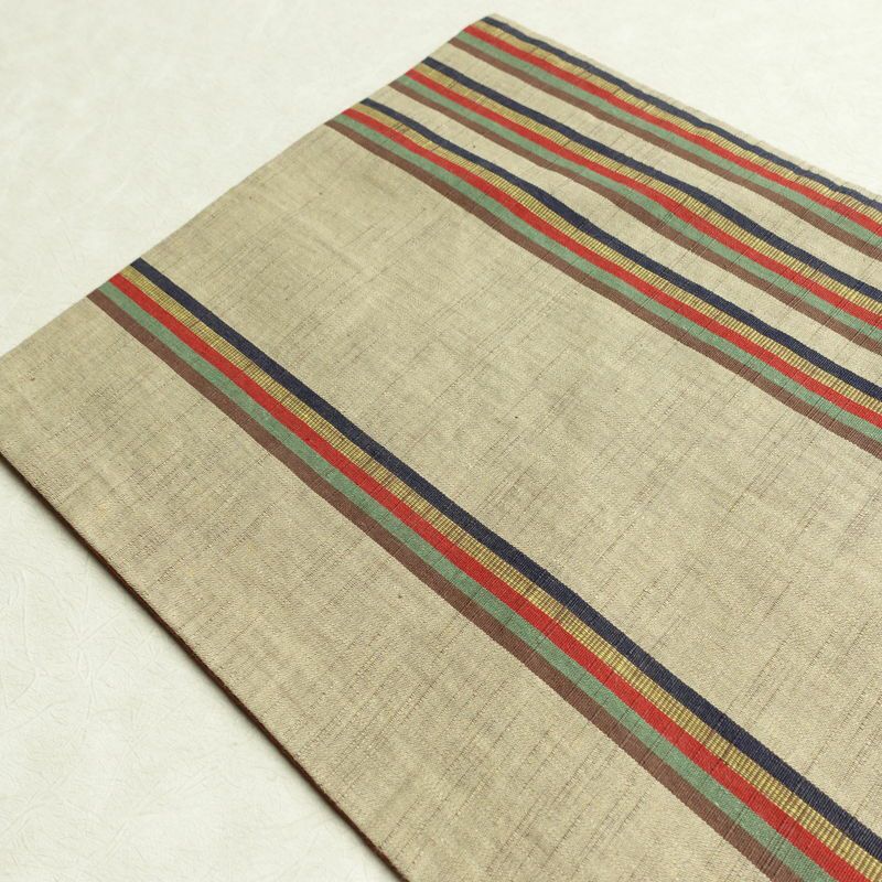 名古屋帯 全通柄 正絹 縞柄・線柄 通し仕立て 帯 ベージュ_画像19