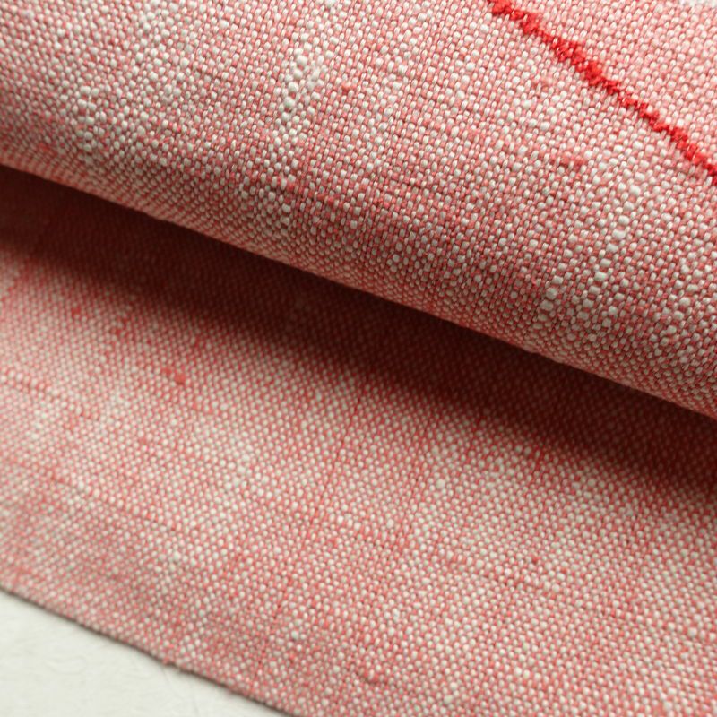 名古屋帯 太鼓柄 美品 正絹 花柄 松葉仕立て 帯 紬地 ピンク_画像8