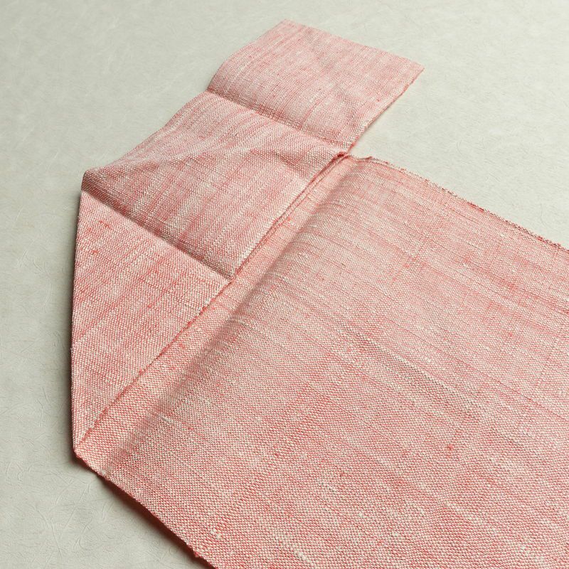 名古屋帯 太鼓柄 美品 正絹 花柄 松葉仕立て 帯 紬地 ピンク_画像16