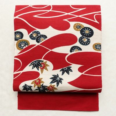 名古屋帯 太鼓柄 金駒刺繍 正絹 花柄 名古屋仕立て 箔 刺繍 帯