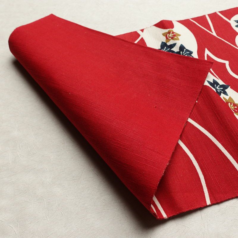 名古屋帯 全通柄 正絹 古典柄 松葉仕立て 帯 赤・朱_画像9