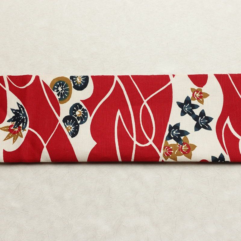 名古屋帯 全通柄 正絹 古典柄 松葉仕立て 帯 赤・朱_画像13