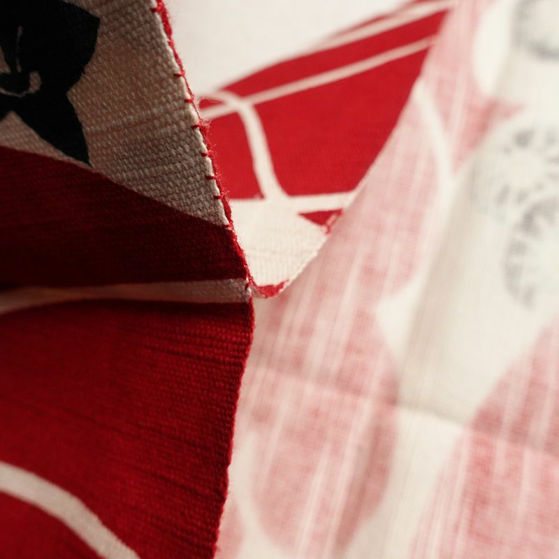 名古屋帯 全通柄 正絹 古典柄 松葉仕立て 帯 赤・朱_画像17