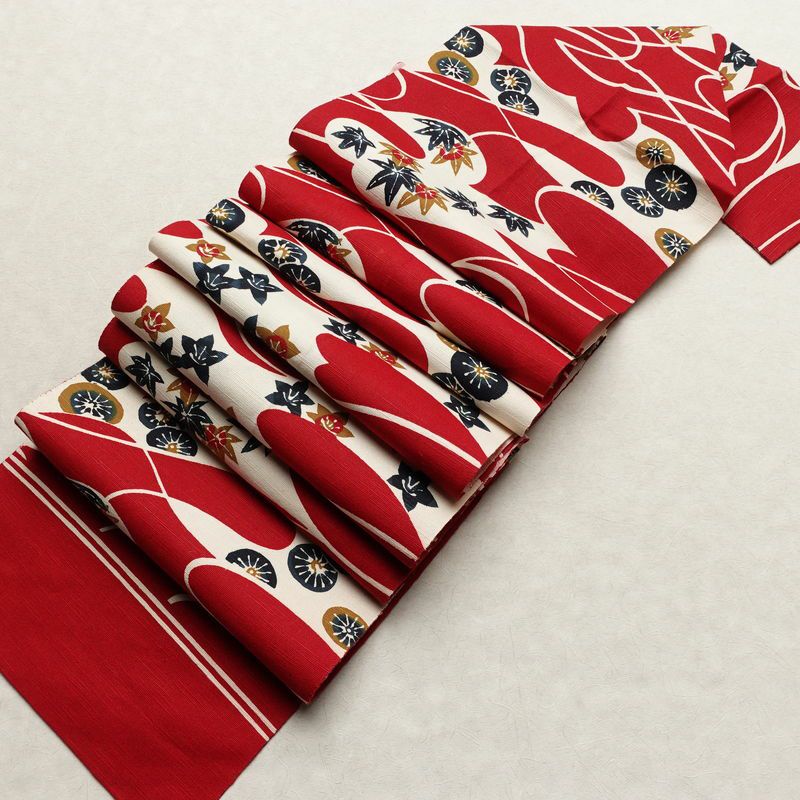 名古屋帯 全通柄 正絹 古典柄 松葉仕立て 帯 赤・朱_画像20