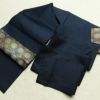 名古屋帯 太鼓柄 正絹 幾何学柄・抽象柄 名古屋仕立て 箔 帯 青・紺_画像17