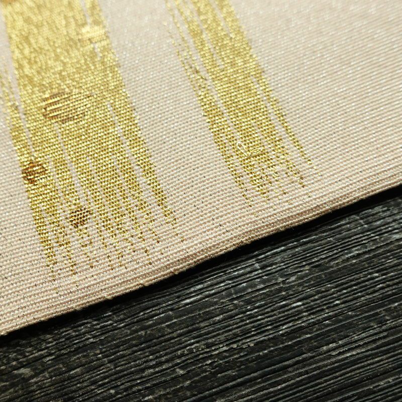 名古屋帯 太鼓柄 正絹 幾何学柄・抽象柄 名古屋仕立て 箔 帯 ピンク_画像11