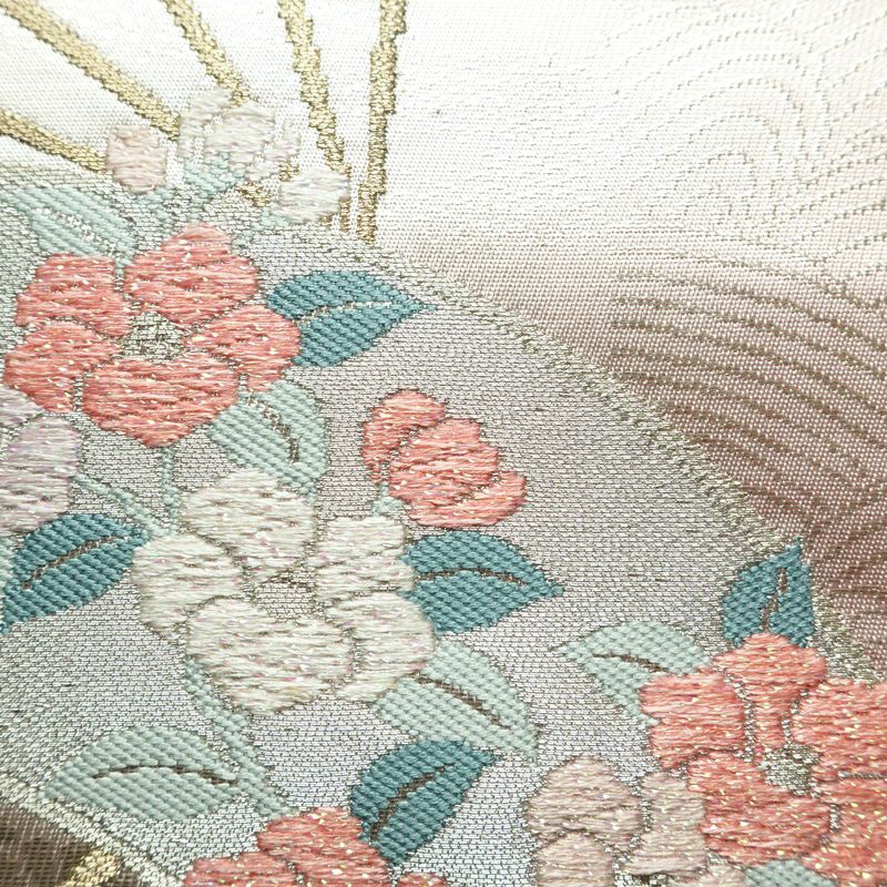 名古屋帯 太鼓柄 正絹 古典柄 名古屋仕立て 箔 帯 ピンク_画像4