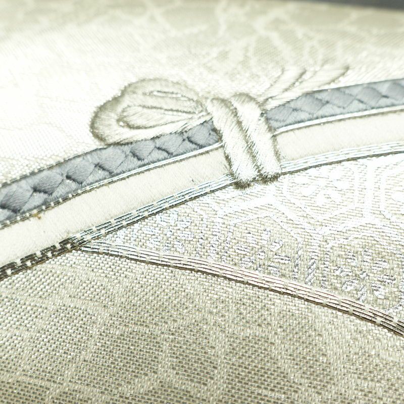 名古屋帯 太鼓柄 正絹 古典柄 名古屋仕立て 箔 銀糸 帯 金・銀_画像5