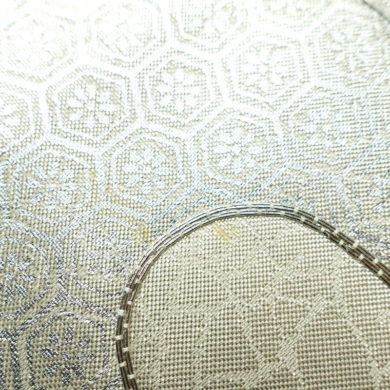 名古屋帯 太鼓柄 正絹 古典柄 名古屋仕立て 箔 銀糸 帯 金・銀_画像8