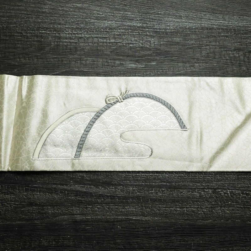 名古屋帯 太鼓柄 正絹 古典柄 名古屋仕立て 箔 銀糸 帯 金・銀_画像13