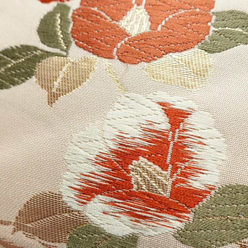 名古屋帯 六通柄 正絹 花柄 名古屋仕立て 箔 帯 ピンク_画像3