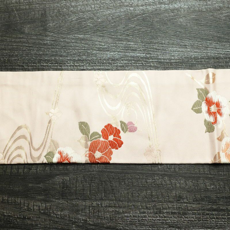 名古屋帯 六通柄 正絹 花柄 名古屋仕立て 箔 帯 ピンク_画像13
