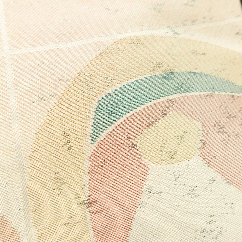 名古屋帯 太鼓柄 正絹 幾何学柄・抽象柄 名古屋仕立て 箔 帯 クリーム_画像4