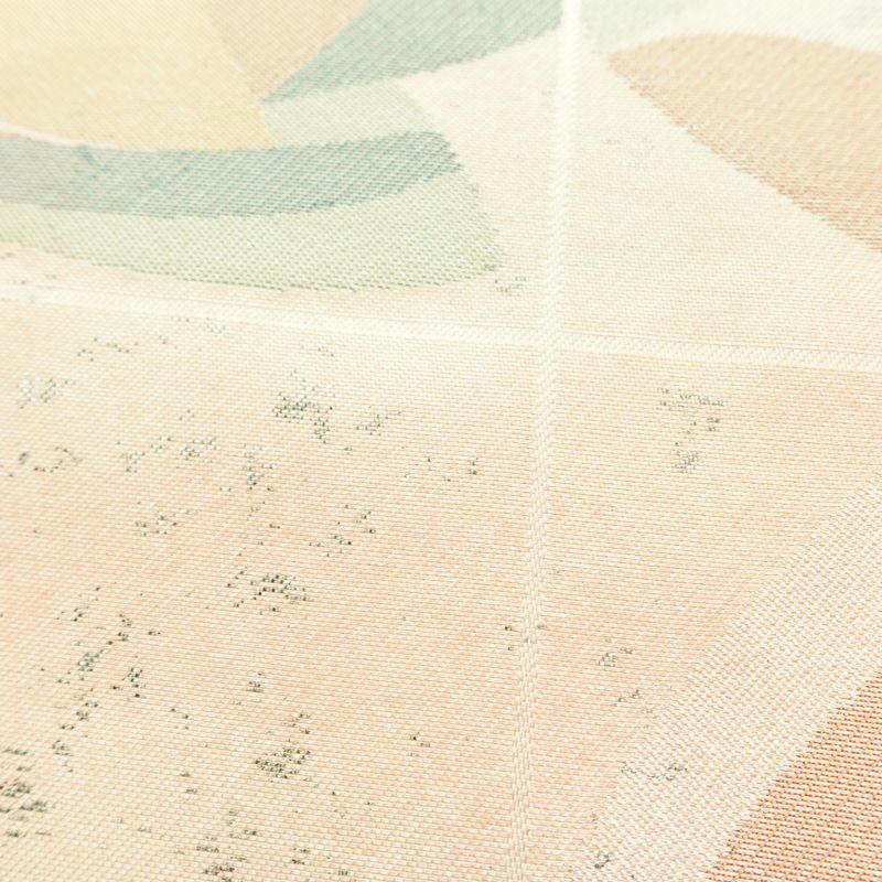 名古屋帯 太鼓柄 正絹 幾何学柄・抽象柄 名古屋仕立て 箔 帯 クリーム_画像5