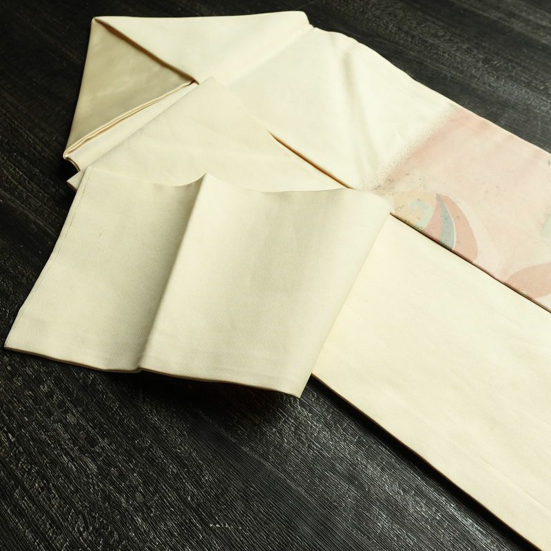 名古屋帯 太鼓柄 正絹 幾何学柄・抽象柄 名古屋仕立て 箔 帯 クリーム_画像21