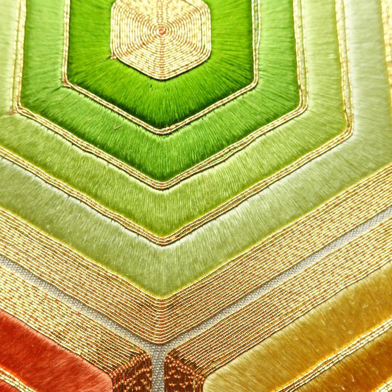 名古屋帯 太鼓柄 金駒刺繍 正絹 亀甲柄 名古屋仕立て 刺繍 金糸 帯 金・銀_画像5