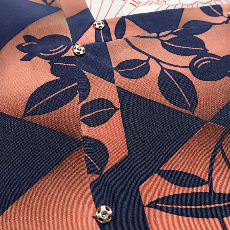 道行コート 良品 浜ちりめん 縮緬 正絹 木の葉・植物柄 袷仕立て 身丈85.5cm 裄丈66cm ピンク_画像9