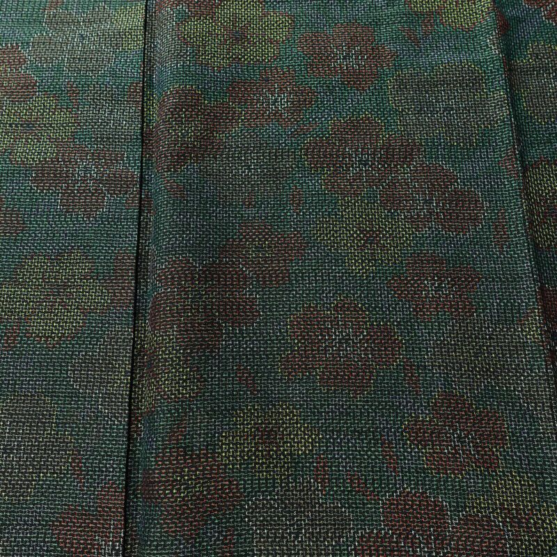 紬 良品 しつけ糸付き 正絹 花柄 袷仕立て 身丈155cm 裄丈63.5cm 着物 緑・うぐいす色_画像6