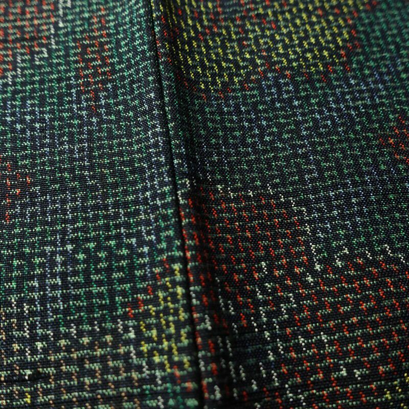 紬 良品 しつけ糸付き 正絹 花柄 袷仕立て 身丈155cm 裄丈63.5cm 着物 緑・うぐいす色_画像10