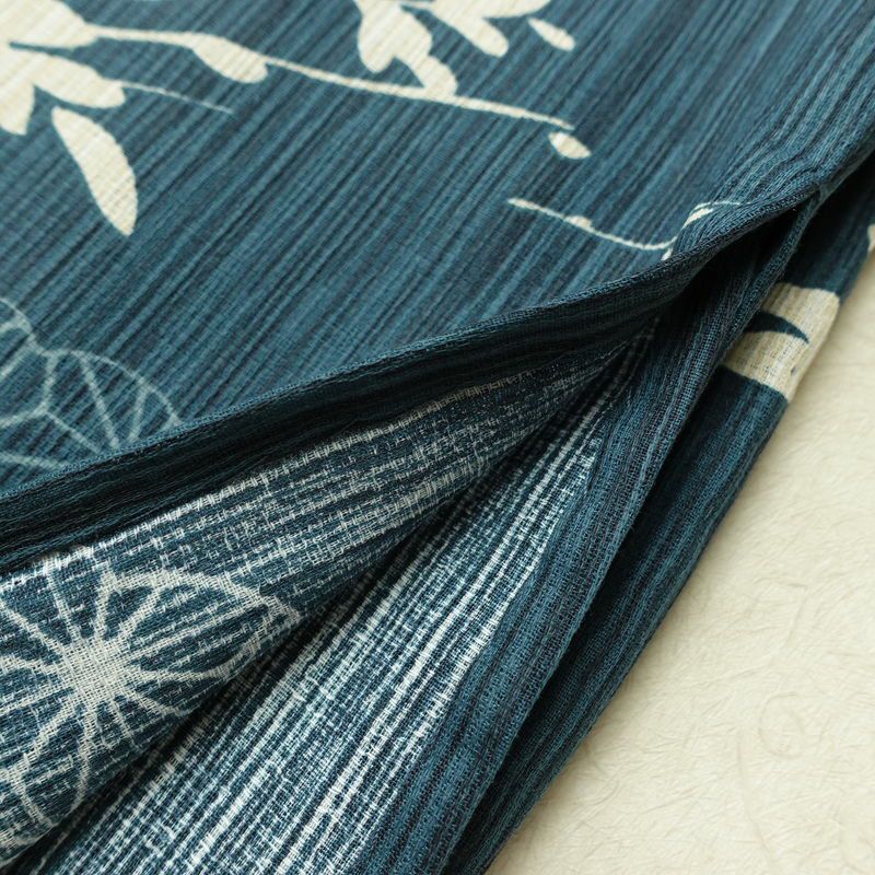 新品 浴衣 女性用 綿麻 高級変わり織 古典柄 ゆかた 未使用品 しつけ糸付き 二十緑 シック モダン 雪輪 麻の葉_画像11