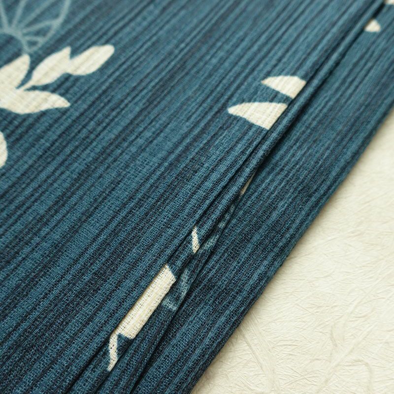 新品 浴衣 女性用 綿麻 高級変わり織 古典柄 ゆかた 未使用品 しつけ糸付き 二十緑 シック モダン 雪輪 麻の葉_画像13