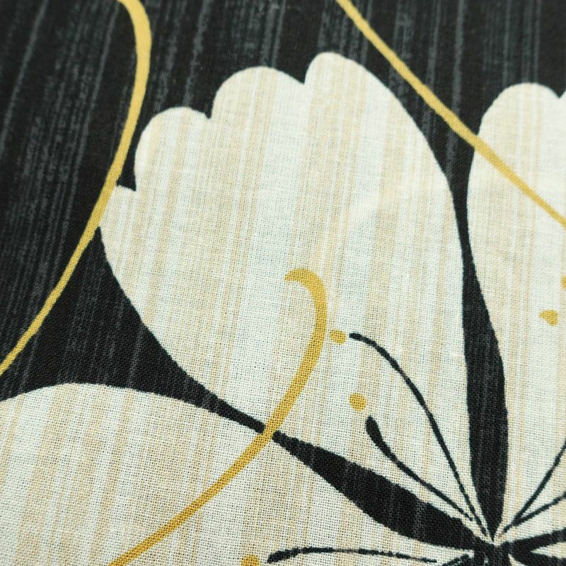 新品 浴衣 女性用 綿 平織 古典柄 ゆかた 未使用品 しつけ糸付き 黒 レトロ モダン まり 桜_画像5