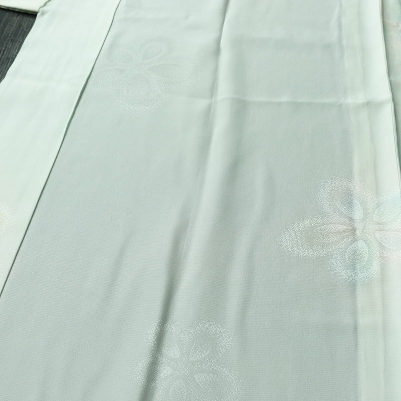 長襦袢 良品 正絹 花柄 袖無双・胴抜き 身丈123.5cm 裄丈63.5cm 一部しつけ糸付き フォーマル 上品 緑・うぐいす色_画像5