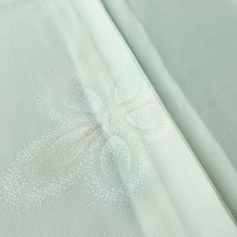 長襦袢 良品 正絹 花柄 袖無双・胴抜き 身丈123.5cm 裄丈63.5cm 一部しつけ糸付き フォーマル 上品 緑・うぐいす色_画像7