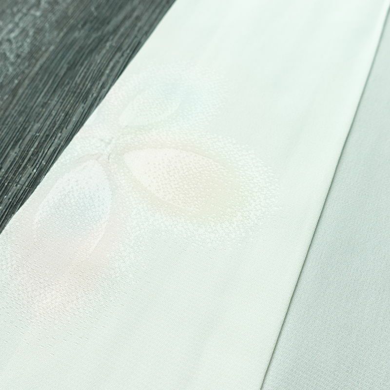 長襦袢 良品 正絹 花柄 袖無双・胴抜き 身丈123.5cm 裄丈63.5cm 一部しつけ糸付き フォーマル 上品 緑・うぐいす色_画像8