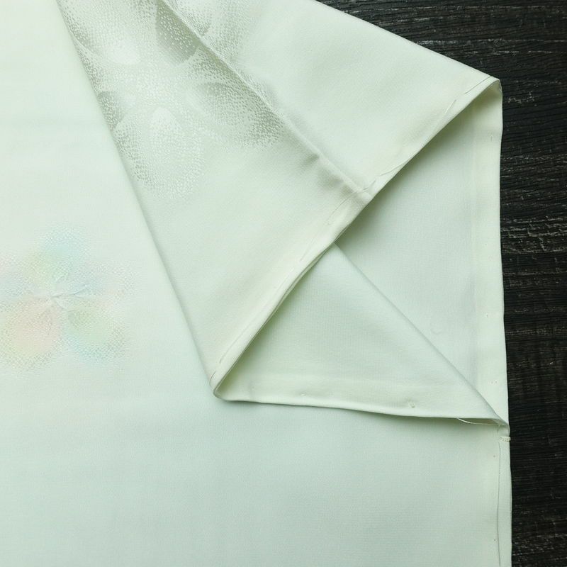 長襦袢 良品 正絹 花柄 袖無双・胴抜き 身丈123.5cm 裄丈63.5cm 一部しつけ糸付き フォーマル 上品 緑・うぐいす色_画像12