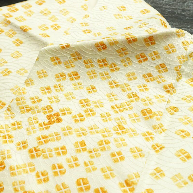 小紋 良品 総柄 ポリエステル 古典柄 袷仕立て 身丈159cm 裄丈63cm リサイクル着物 着物 カジュアル クリーム_画像18