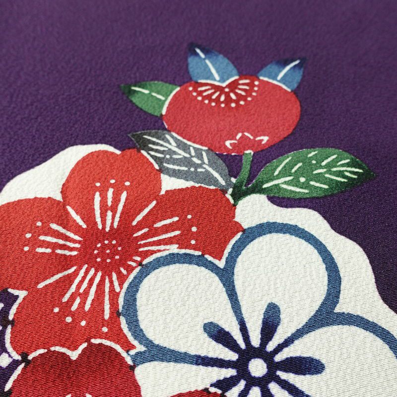 振袖 落款入り 縮緬 正絹 花柄 袷仕立て 身丈157.5cm 裄丈66.5cm リサイクル着物 着物 共八掛 成人式 二十歳 二十歳の集い フォーマル シンプル 紅葉 桜 紫・藤色_画像8