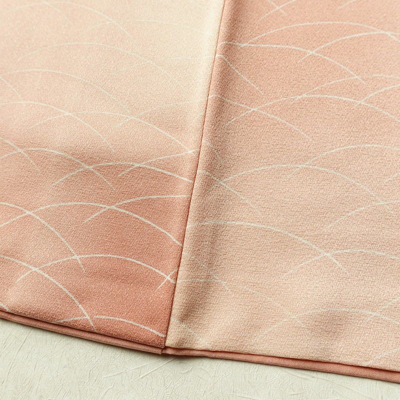 小紋 付下小紋 正絹 木の葉・植物柄 袷仕立て 身丈155.5cm 裄丈64.5cm リサイクル着物 着物 ぼかし 七五三 お宮参り 芝 フォーマル シンプル 上品 ピンク_画像12