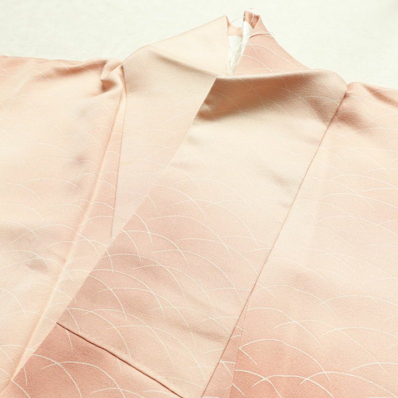小紋 付下小紋 正絹 木の葉・植物柄 袷仕立て 身丈155.5cm 裄丈64.5cm リサイクル着物 着物 ぼかし 七五三 お宮参り 芝 フォーマル シンプル 上品 ピンク_画像17