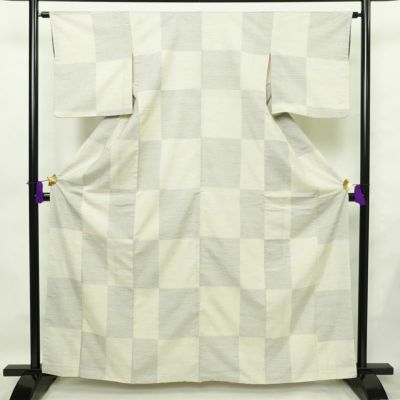 紬 つむぎ着物 正絹 チェック・格子柄 袷仕立て 身丈157.5cm 裄丈66cm 