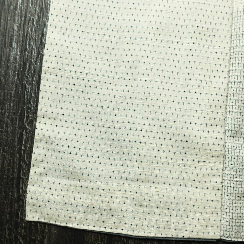 紬 正絹 チェック・格子柄 袷仕立て 身丈162.5cm 裄丈63cm リサイクル着物 着物 モダン カジュアル 白_画像12