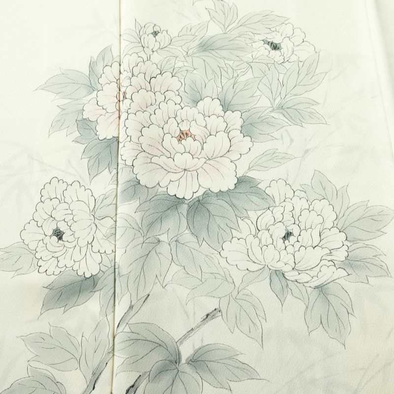 付け下げ 落款入り しつけ糸付き 正絹 花柄 袷仕立て 身丈159.5cm 裄丈67cm リサイクル着物 着物 手描き フォーマル 上品 白_画像6